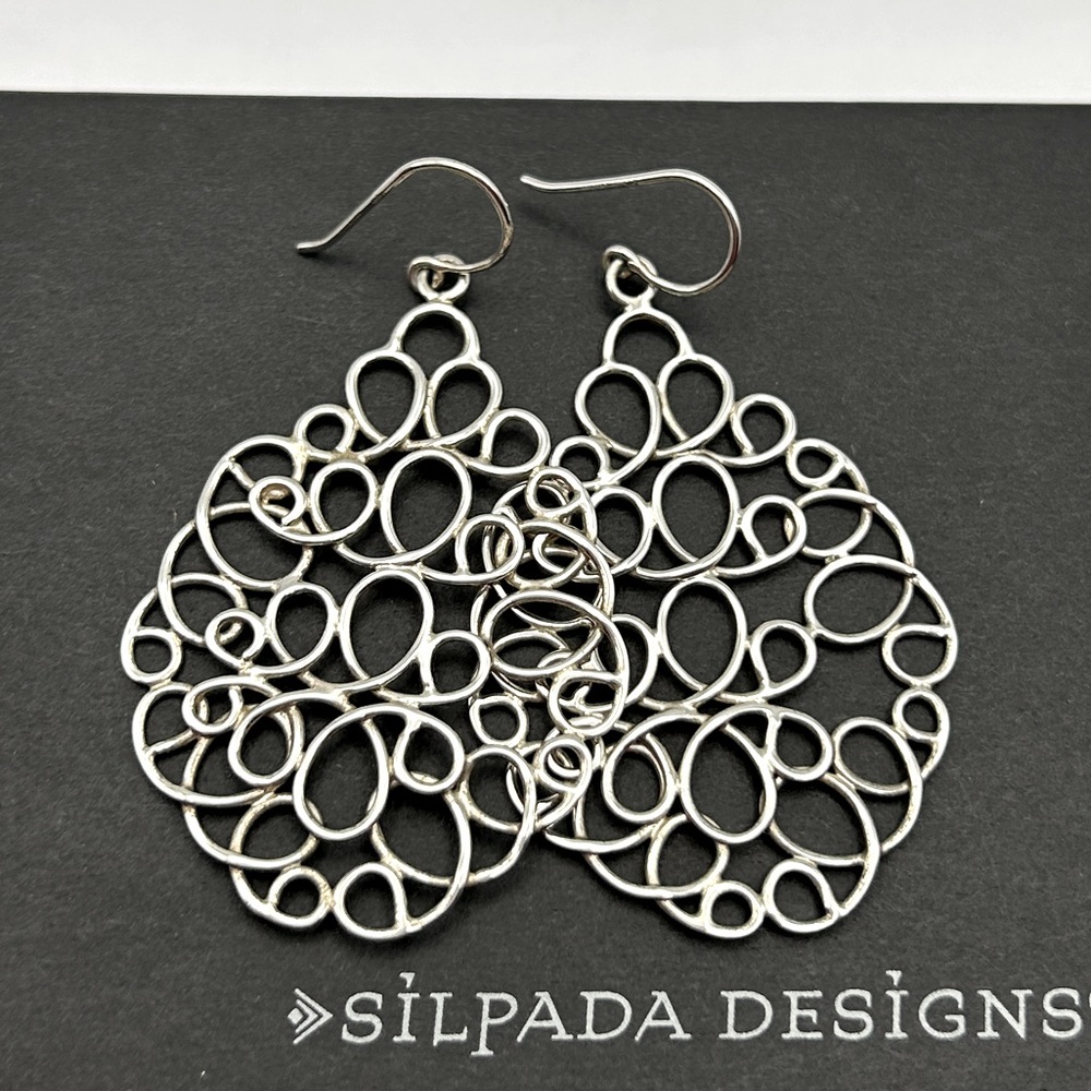 W2157 Vintage Silpada 925 Sterling Silver Woven Mesh Earrings 2”